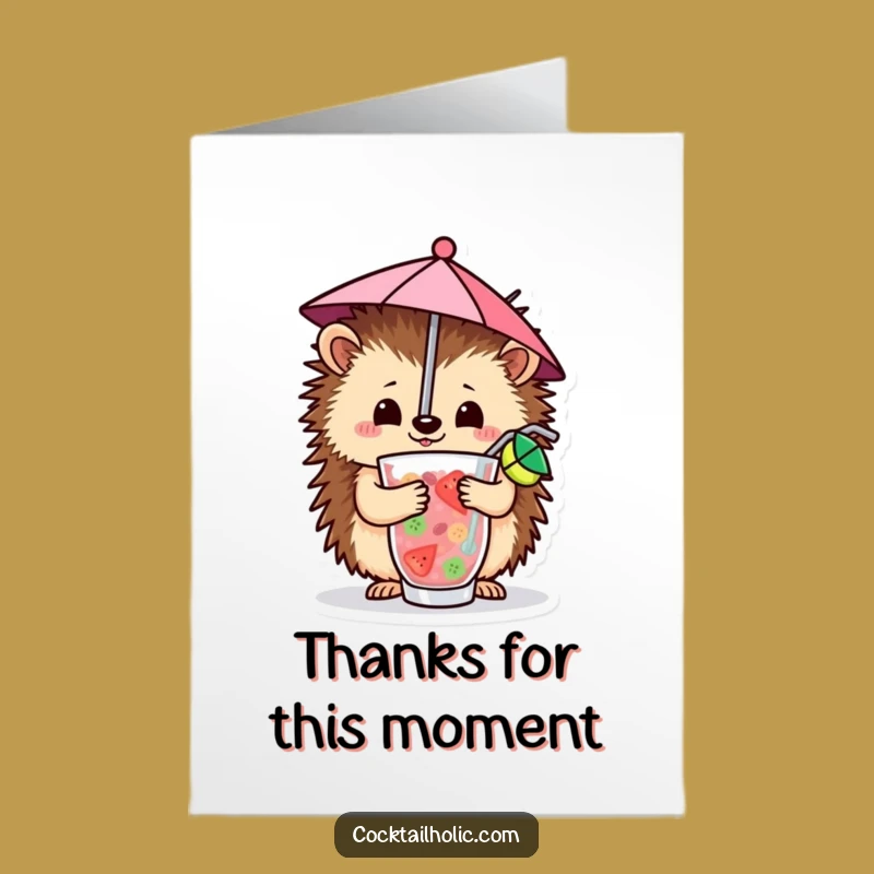 Sweet Free Printable Thank You Card: Hedgehog Says Thanks with a Drink!