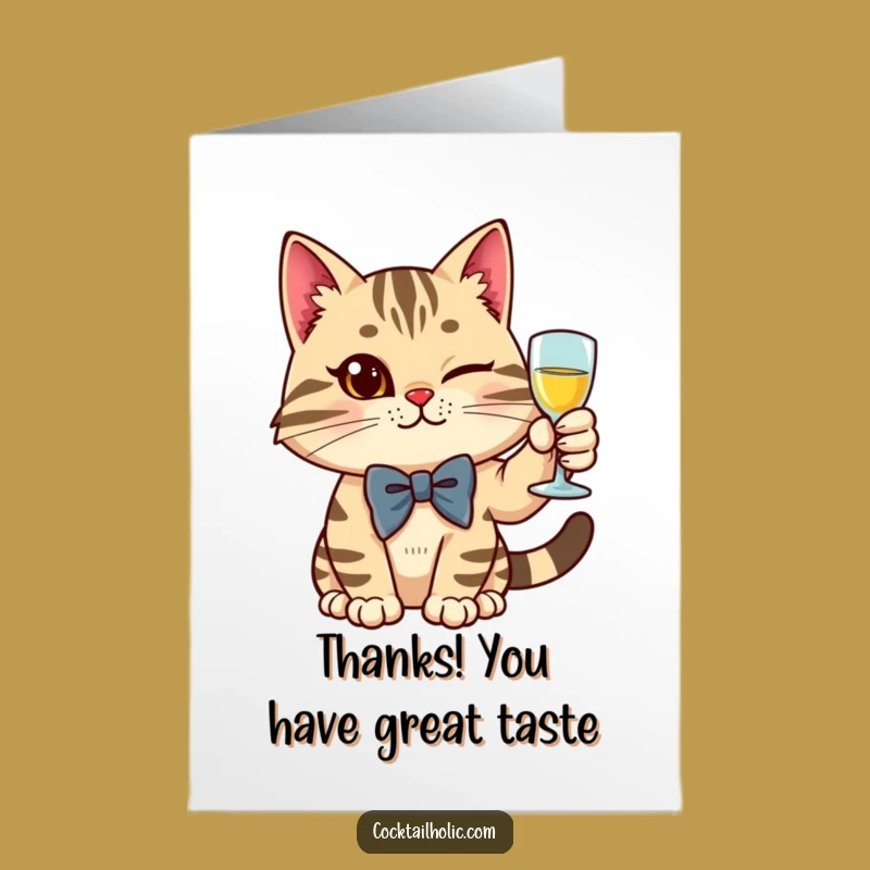 Free Printable Thank You Card: Dapper Cat Toast - Stylish Downloadable