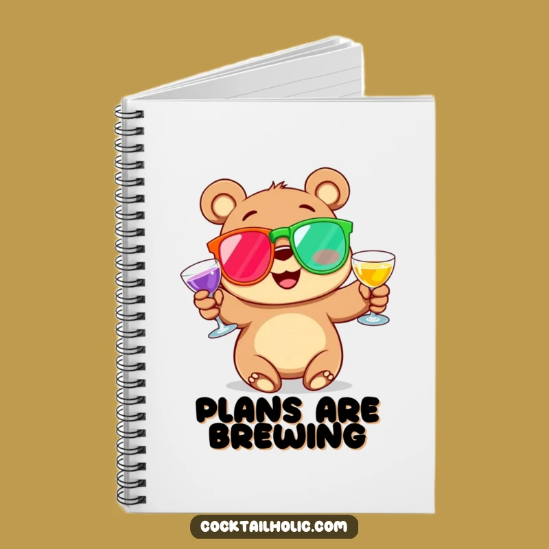 Funny Bear Cocktail Juggler Notebook: Jot Down Ideas with Humor, a Perfect Funny Gift!