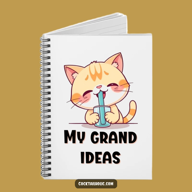 Funny Cat Straw Sip Notebook - Giggling Journal for Creative Ideas