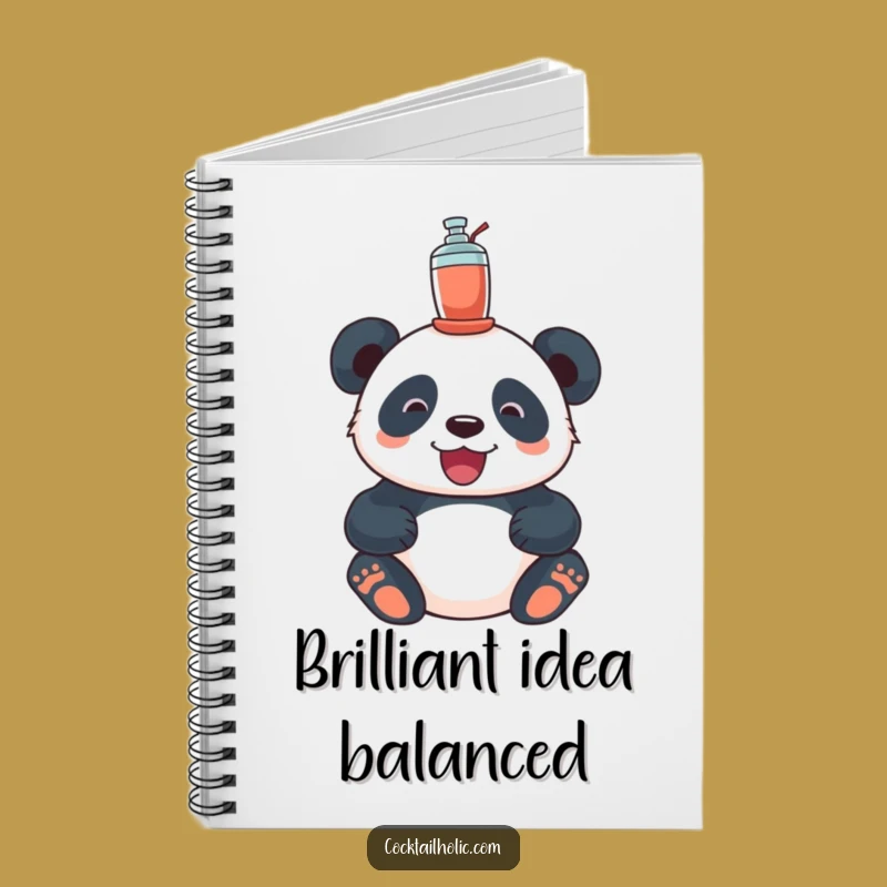 Funny Delighted Panda Cocktail Shaker Notebook - Journal Your Happiness