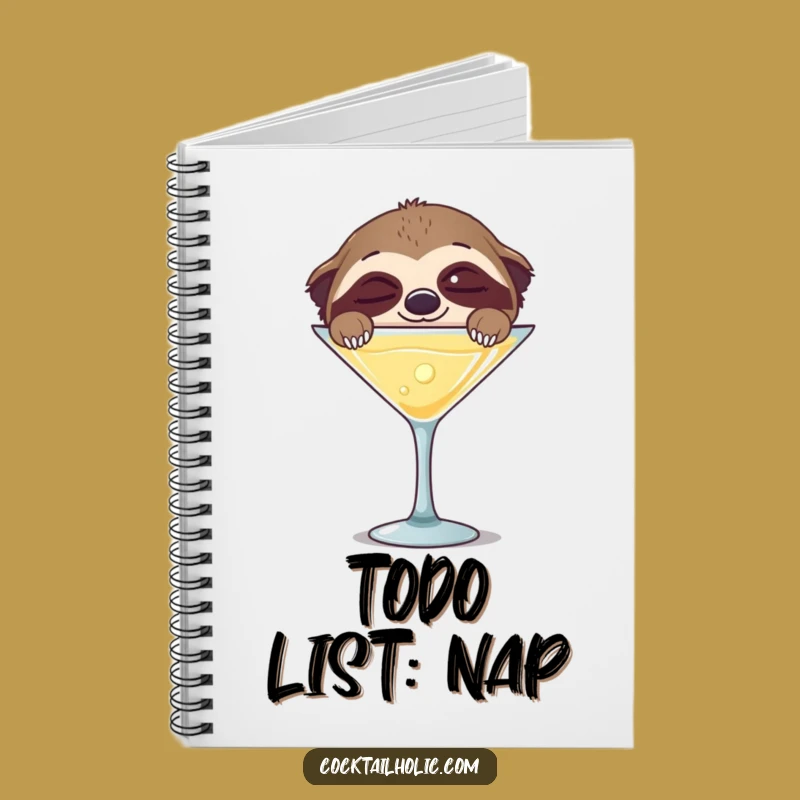 Funny Sloth Martini Notebook - Hilarious Journal for Relaxed Thoughts & Gift