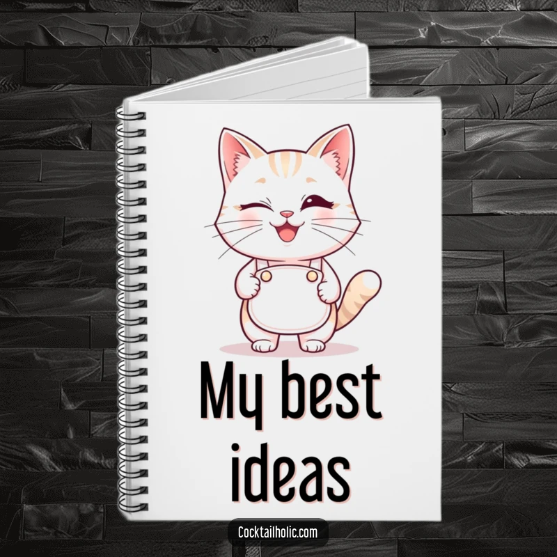 Funny winking cat bartender notebook, a humorous journal for notes, sketches, and creative ideas.