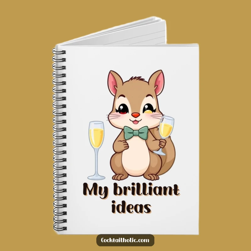 Funny Fancy Squirrel Champagne Notebook - Dapper Animal Journal