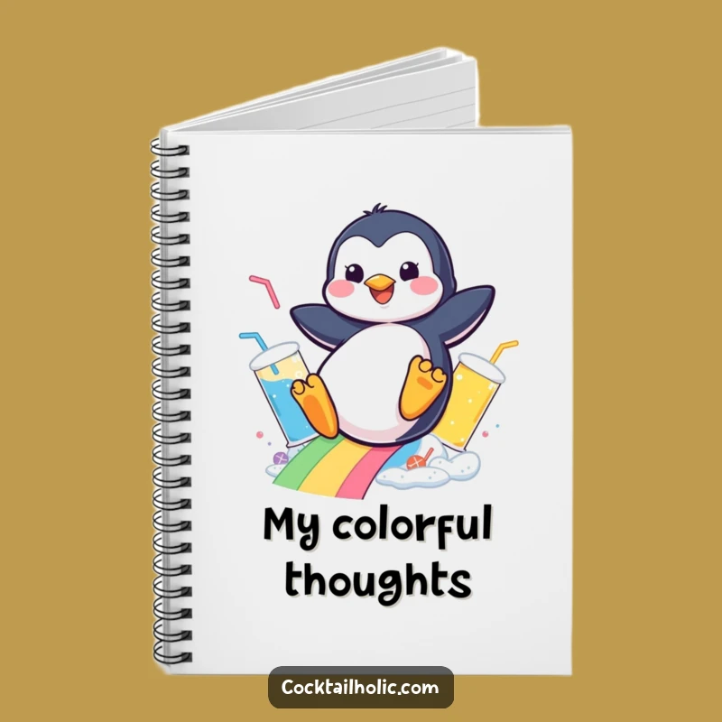Funny Penguin Drink Slide Notebook - Cheerful Journal for Creative Ideas