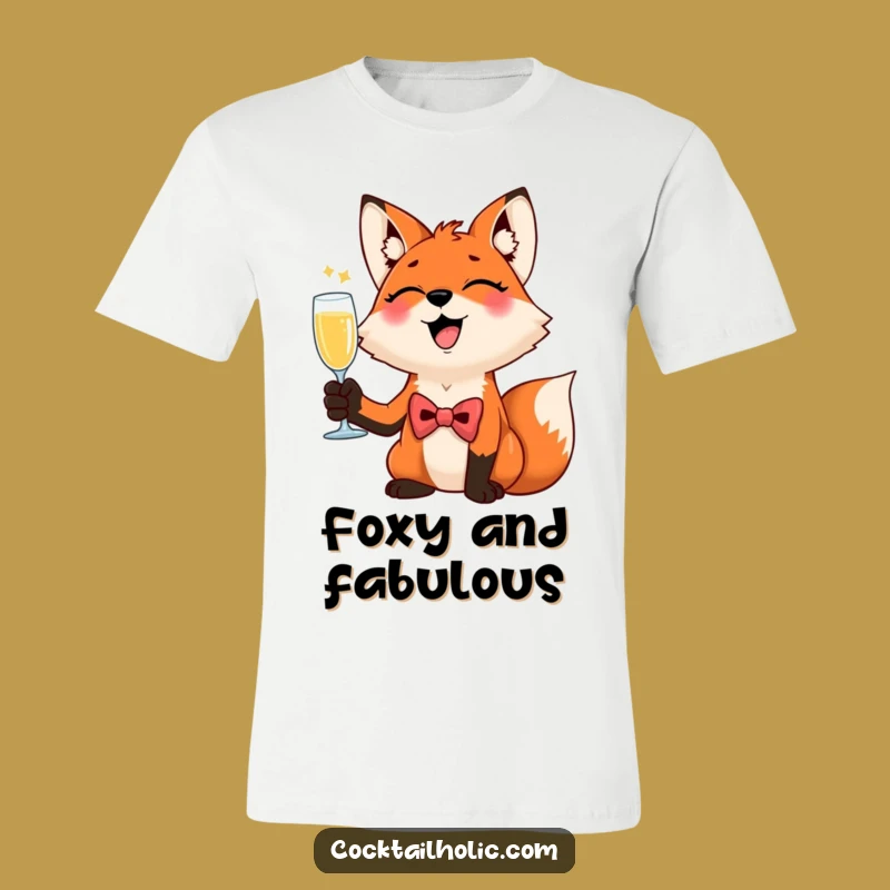 Funny Giggling Fox Bow Tie T-Shirt: Dapper Toasting Humor, Unique Gift
