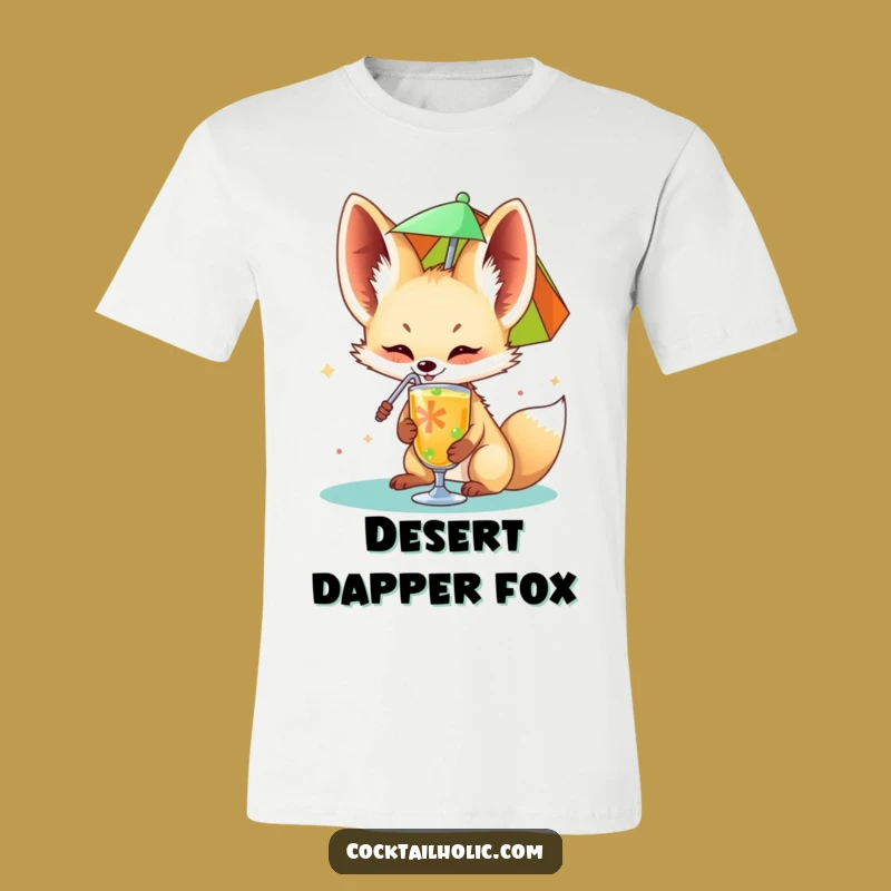 Funny Fennec Fox Drink T-Shirt: Tropical Vibes, Hilarious Style