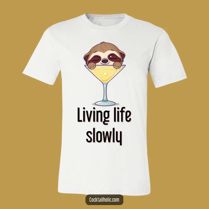 Funny Sloth Martini T-Shirt - Hilarious Relaxed Tee for Cocktail Enthusiasts