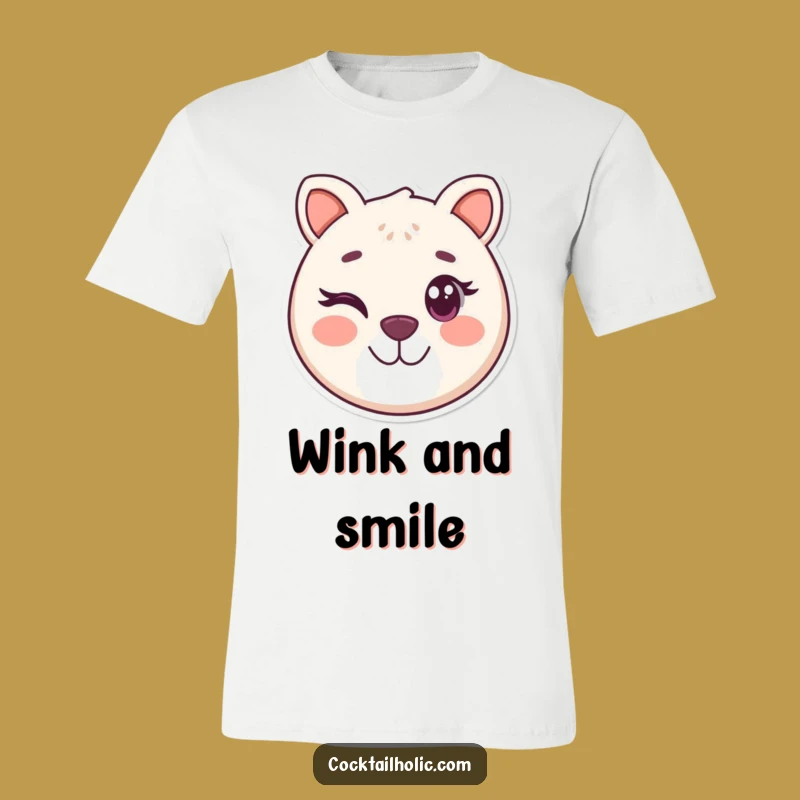 Funny Winking Animal Face T-Shirt - Playful Smiling Graphic Tee