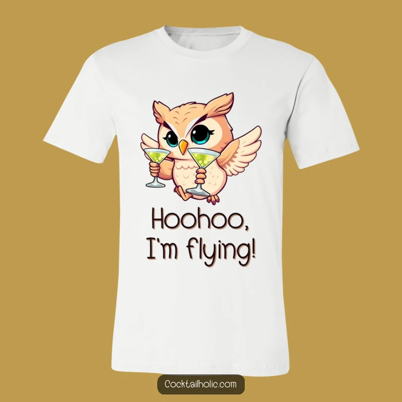 Funny Winking Owl Martini Tee: Soaring Through the Night in Style!