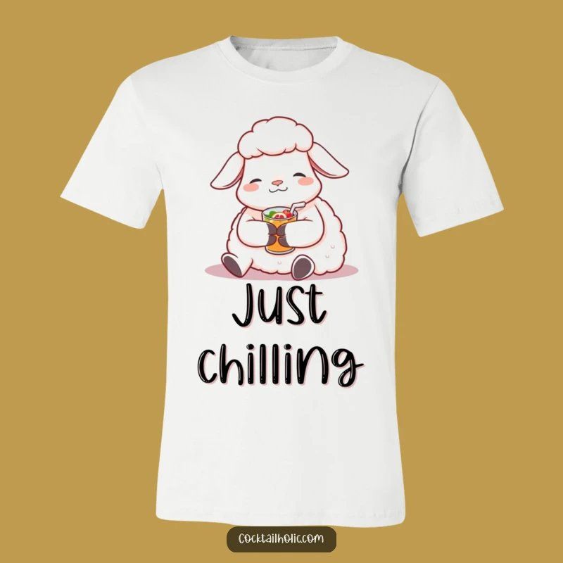 Funny Sheep Drink T-Shirt: Chill Vibes, Perfect Funny Gift for Laid-Back People