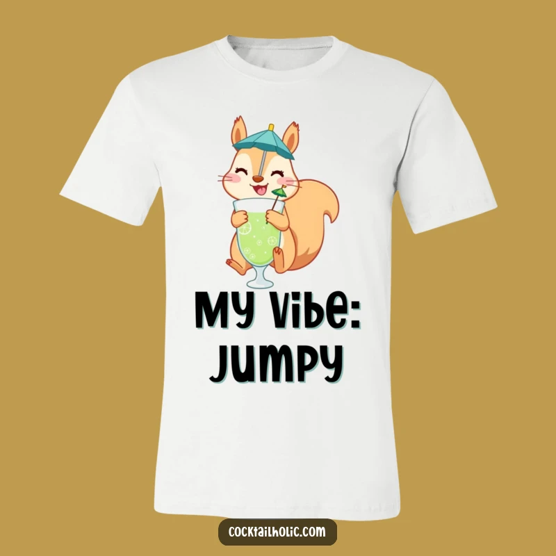 Funny Squirrel T-Shirt: Cheerful Jumper with Umbrella Drink, Comfy Funny Gift