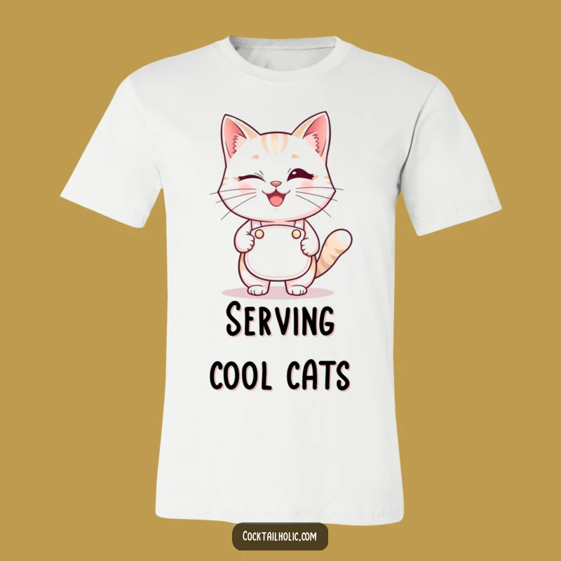 Funny Winking Cat Bartender T-Shirt: Meow-velous Style for Casual Fun