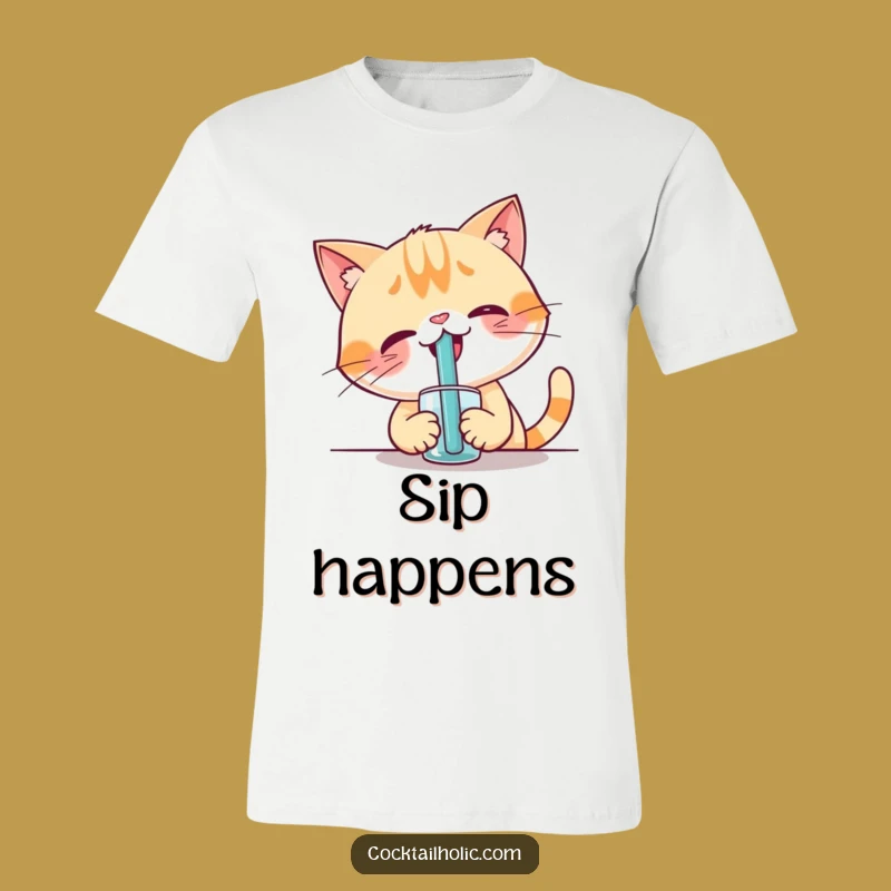 Funny Giggling Cat Straw Tee - Hilarious Feline Fashion for Cat Fans