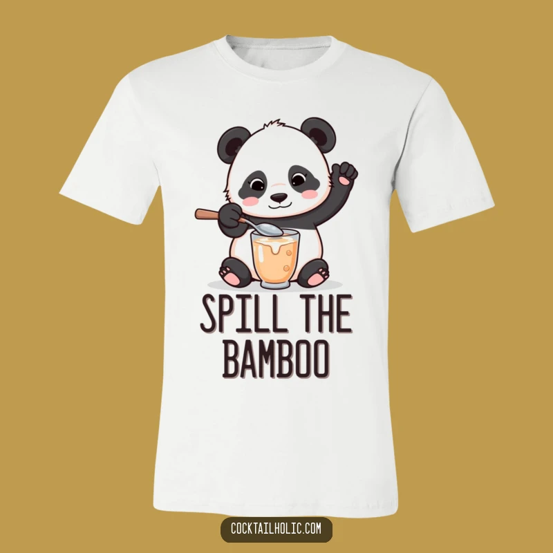 Funny Panda Mixologist T-Shirt - Oversized Spoon Chaos Tee Gift