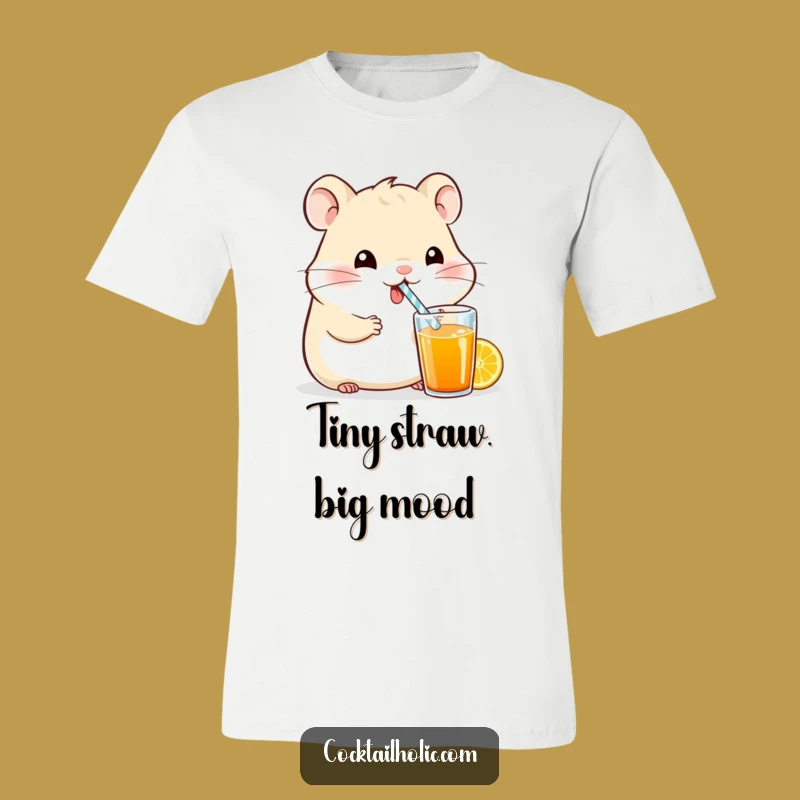 Funny Hamster Slurp Tee: Cute Cartoon Drink Shirt, Ideal Funny Gift for Animal Lovers