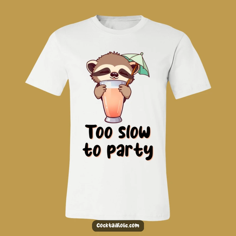 Funny Sloth Cocktail T-Shirt - Sleepy Umbrella Tee Gift for Chill Vibes