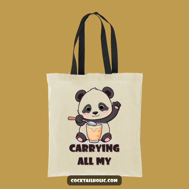 Funny Panda Mixologist Tote Bag - Oversized Spoon Accessory Gift