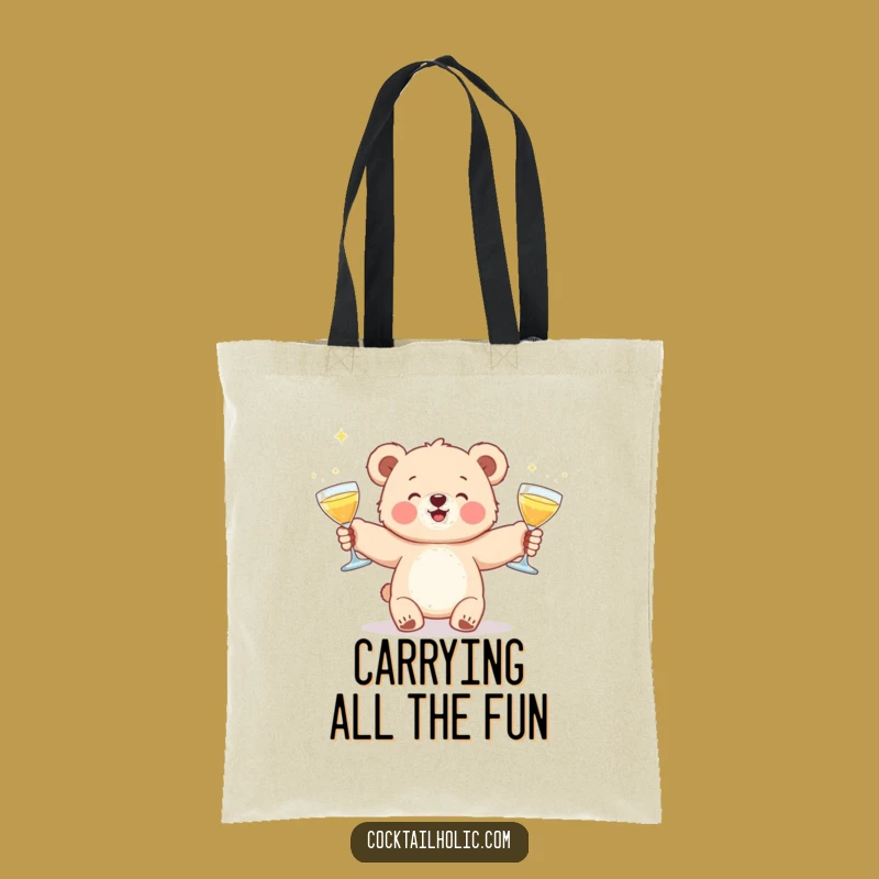Funny Bear Cub Cocktail Juggling Tote Bag - Stylish & Hilarious Gift for Shoppers