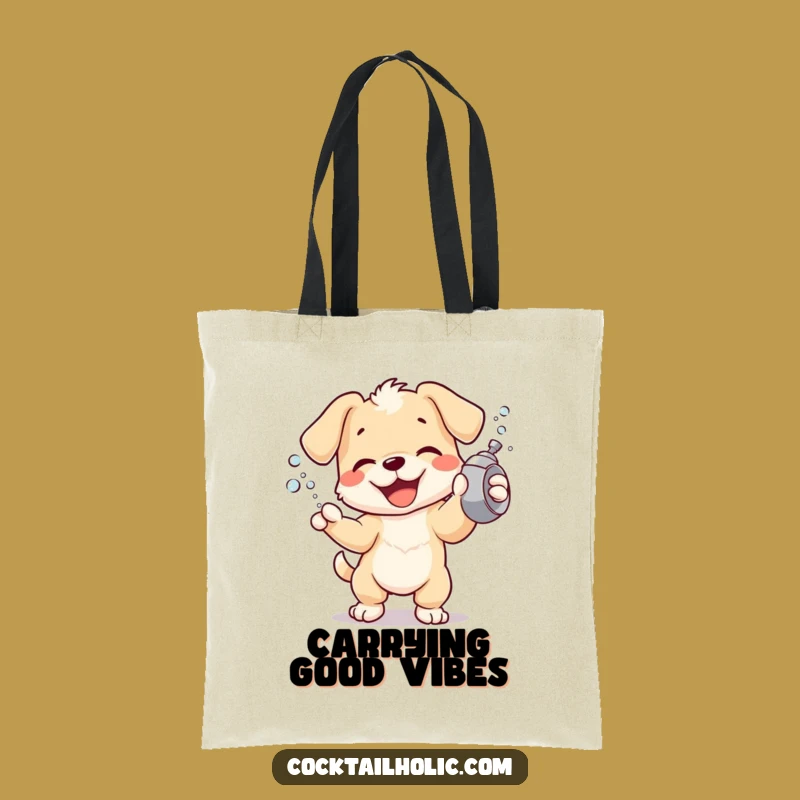 Funny Puppy Tote Bag: Exuberant Shaking Design, Practical Funny Gift for Dog Owners