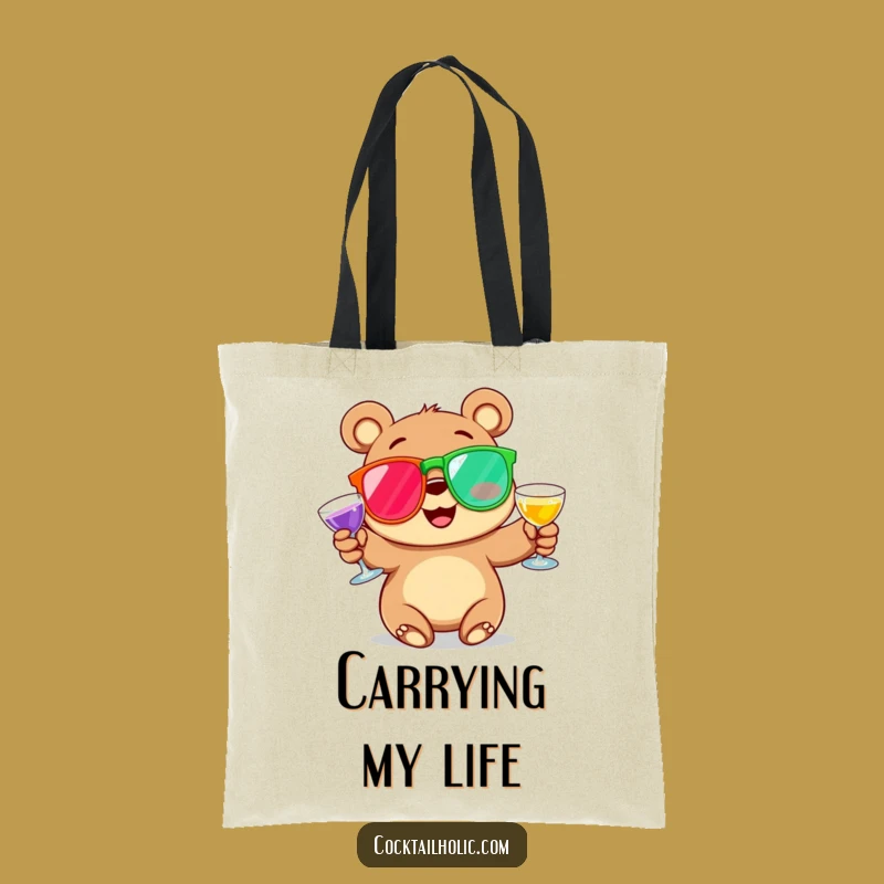 Funny Bear Cocktail Juggler Tote Bag: Carry Your Essentials with Humor and Style!