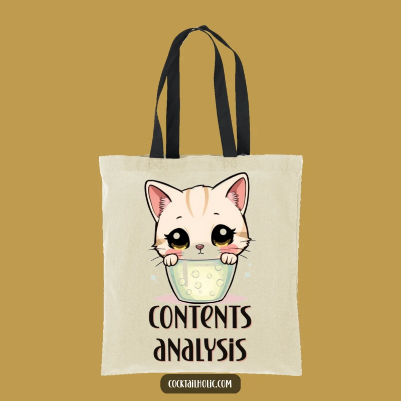Funny Curious Cat Bubbling Drink Tote Bag - Carry Your Curiosity