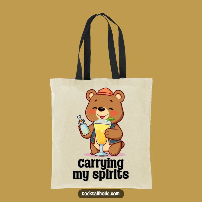 Funny Bear Bartender Cocktail Tote Bag - Cheerful Mixologist Accessory