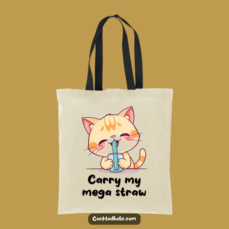 Funny Cat Straw Sip Tote Bag - Giggling & Practical Gift for Everyday