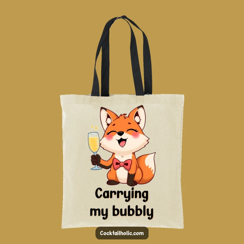Funny Giggling Fox Tote Bag: Dapper Toasting Accessory, Perfect Gift