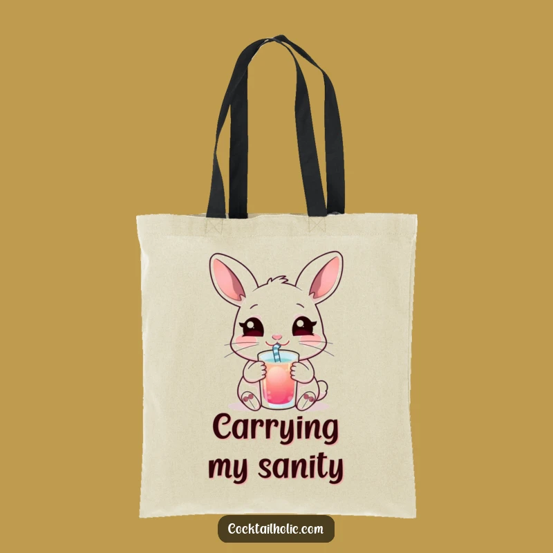 Funny Rabbit Tote Bag: Content Drinker with Straw, Practical Funny Gift Accessory