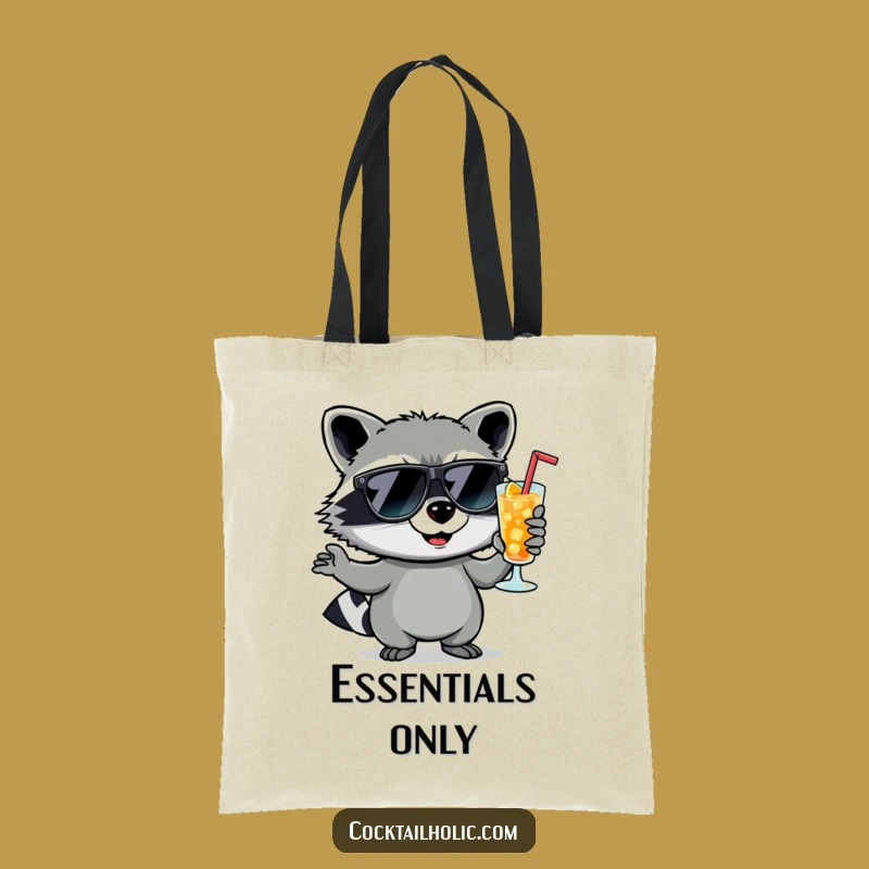 Funny Raccoon Tote Bag: Cocktail Chic & Mischief - Your New Funny Gift!