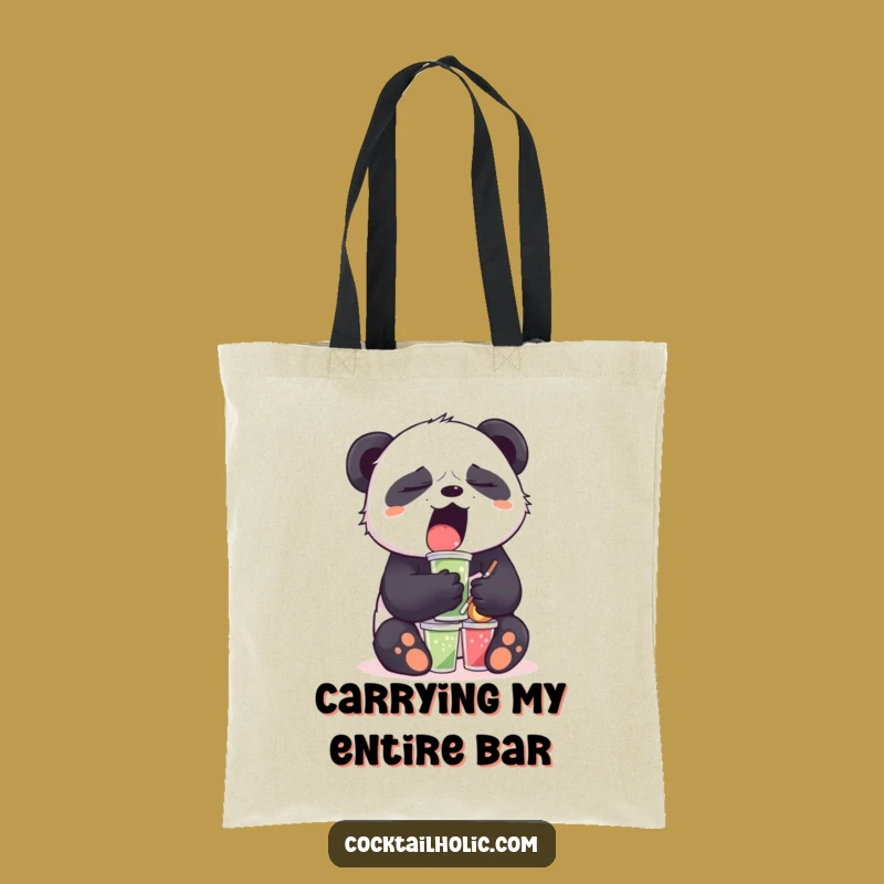 Funny Sleepy Panda Tote Bag: Yawning Bear's Daily Grind Humor, Gift