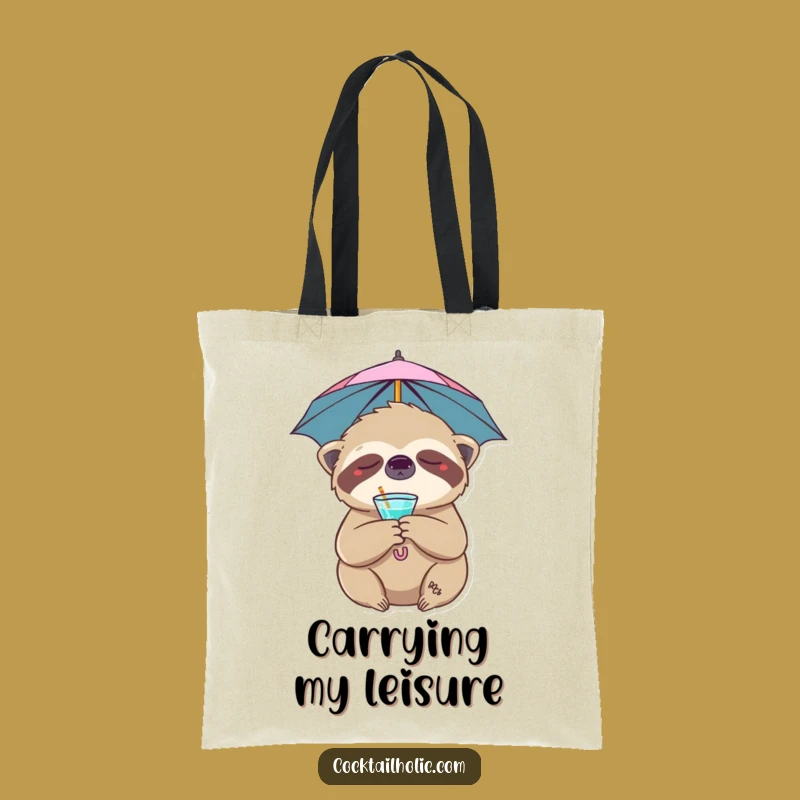 Funny Sloth Tote Bag: Carry Your Essentials with this Cocktail Humor Funny Gift