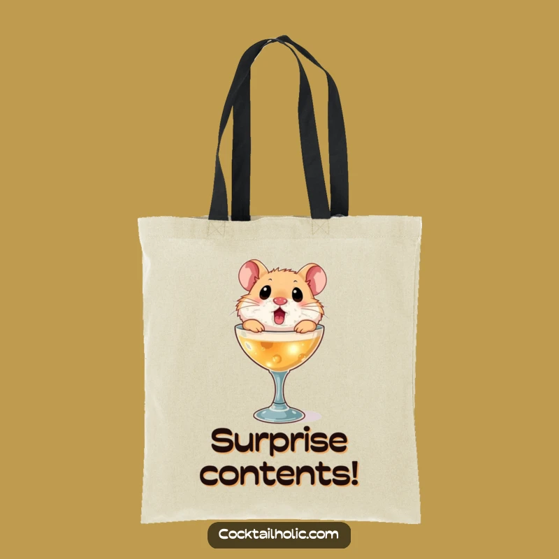 Funny Surprised Hamster Cocktail Glass Tote Bag - Carry Your Surprise