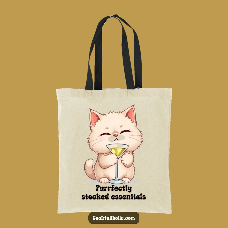 Stylish Funny Cat Martini Tote Bag: Witty Feline Accessory, Perfect Shopping Gift